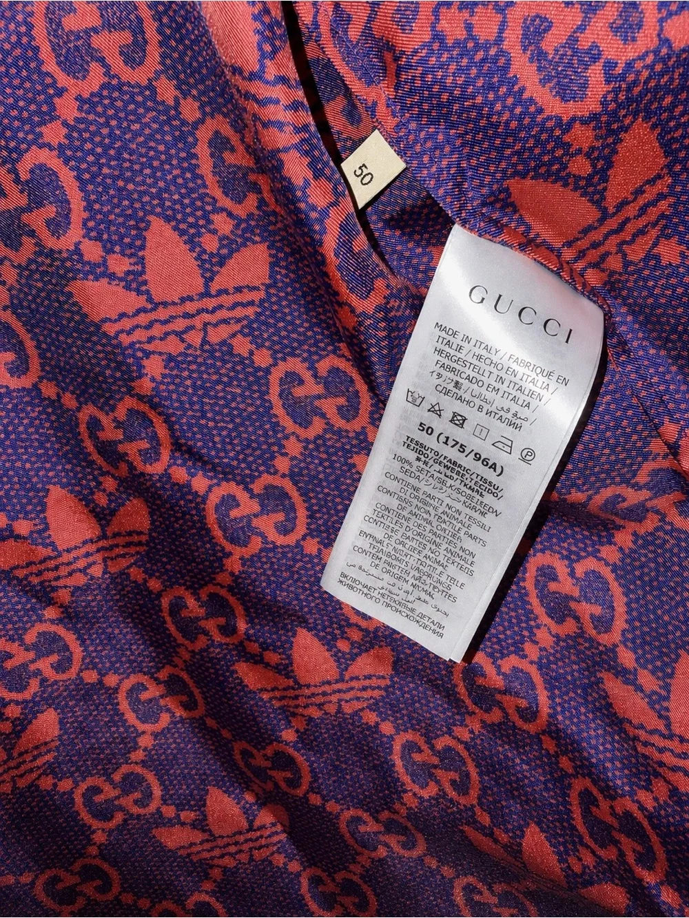 adidas x Gucci GG Trefoil Silk Shirt & Shorts Set IT 50